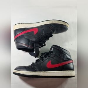 Nike Air Jordan 1 Mid Retro 2016 Black Red Men Sneaker Shoes 554724-009 Size 10